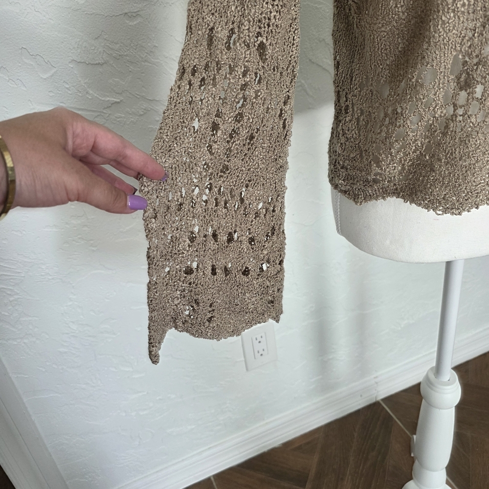 Altar'd State Tan Crochet Knit Pattern Top Size Small Medium - Picture 2 of 8